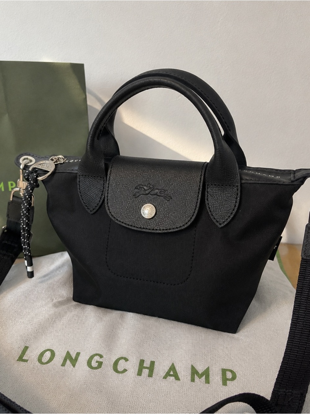 Longchamp Black Small Le Pliage Top-Handle Crossbody Bag
